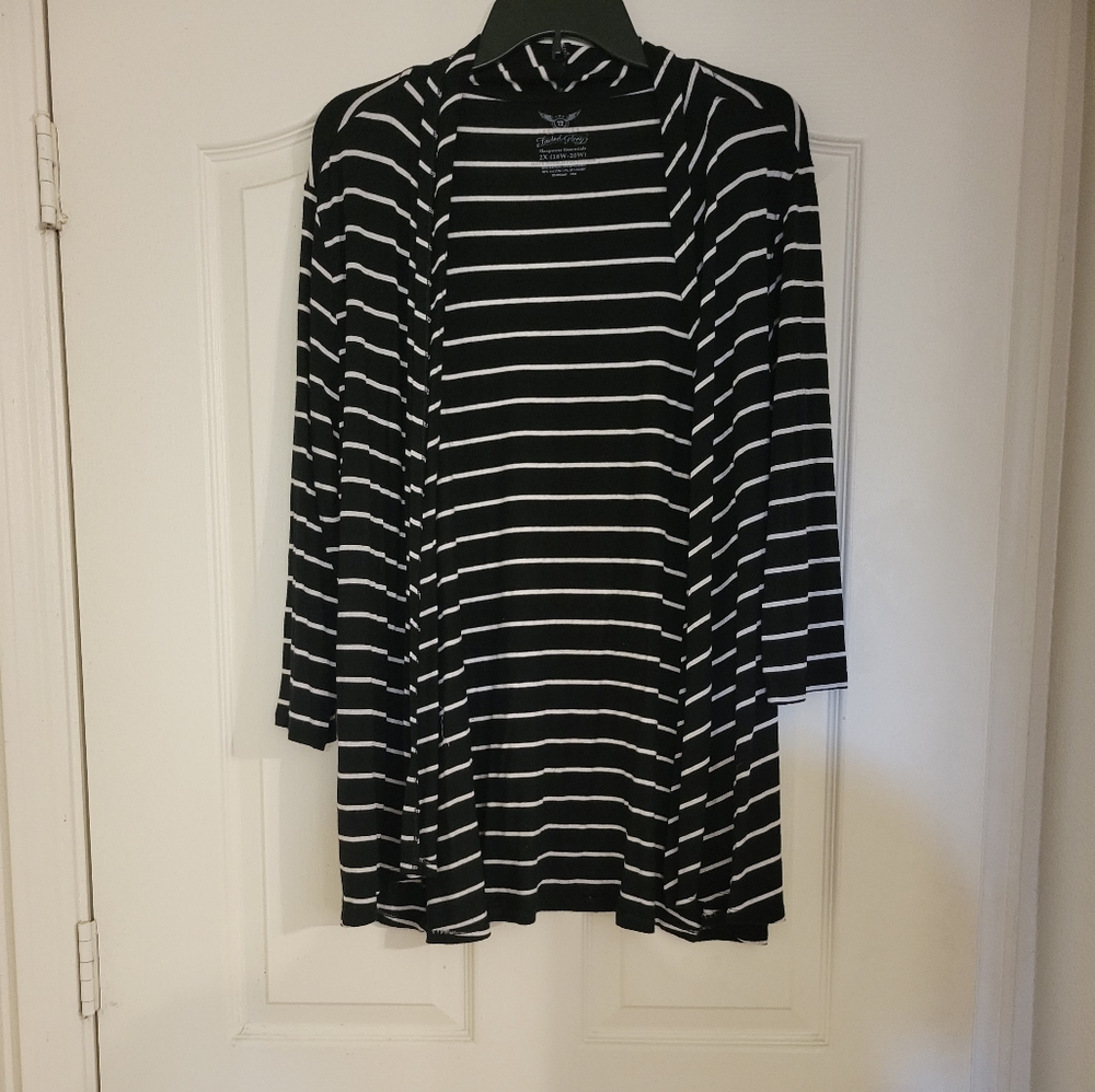 Striped open cardigan